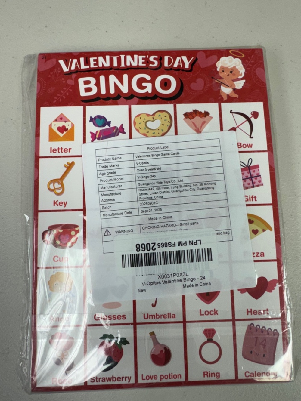 Valentine's Day Bingo Game Cards - Red 24 boards all new with play pieces